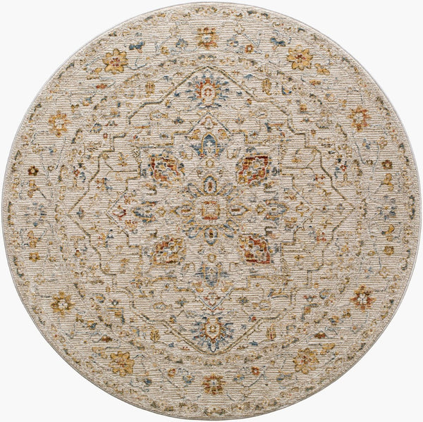 Livabliss Reina Traditional Fringe Area Rug with High Low Texture for Large Living Rooms Light Gray, Med 7'10" x 7'10" REN2303-710RD