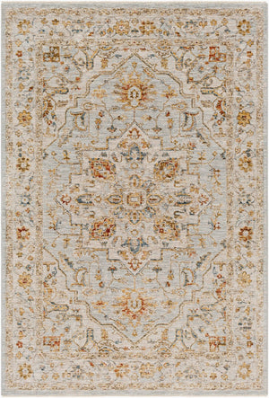 Livabliss Reina Traditional Medallion Area Rug Turkey Woven Polyester Medium Pile Fringe Trim Light Gray, Cre 10' x 13'11" REN2304-1014