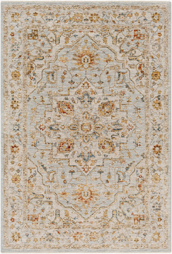 Livabliss Reina Traditional Medallion Area Rug Turkey Woven Polyester Medium Pile Fringe Trim Light Gray, Cre 10' x 13'11" REN2304-1014