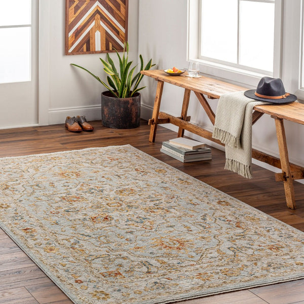 Livabliss Reina Traditional Medallion Area Rug Turkey Woven Polyester Medium Pile Fringe Trim Light Gray, Cre 10' x 13'11" REN2304-1014