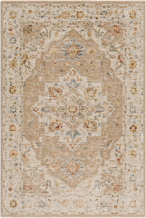 Livabliss Reina Traditional Area Rug with High Low Pile Fringe Detail for Formal Living Rooms Tan, Light Gray 10' x 13'11" REN2305-1014