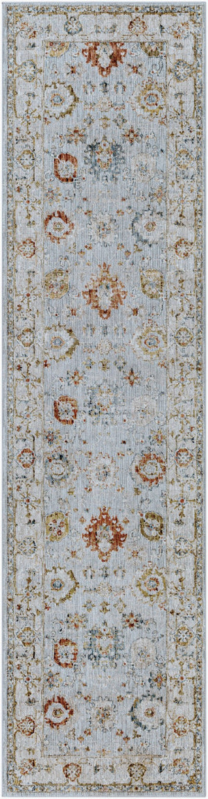 Livabliss Reina Traditional Polyester Area Rug with High Low Pile and Fringe for Formal Living Rooms Light Gray, Cre 2'7" x 10' REN2306-2710
