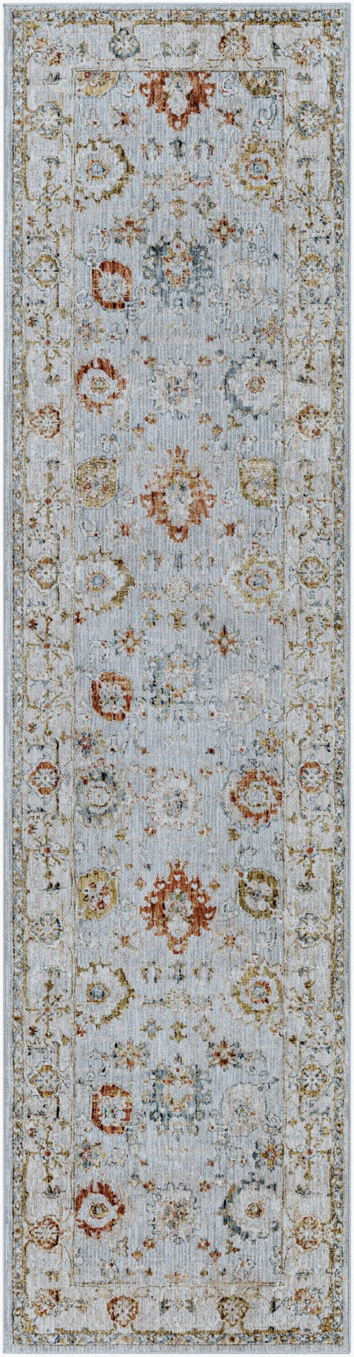 Livabliss Reina Traditional Polyester Area Rug with High Low Pile and Fringe for Formal Living Rooms Light Gray, Cre 2'7" x 10' REN2306-2710