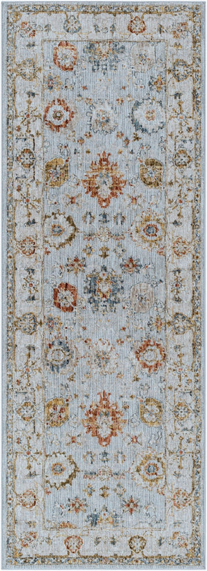 Livabliss Reina Traditional Polyester Area Rug with High Low Pile and Fringe for Formal Living Rooms Light Gray, Cre 2'7" x 7'3" REN2306-2773