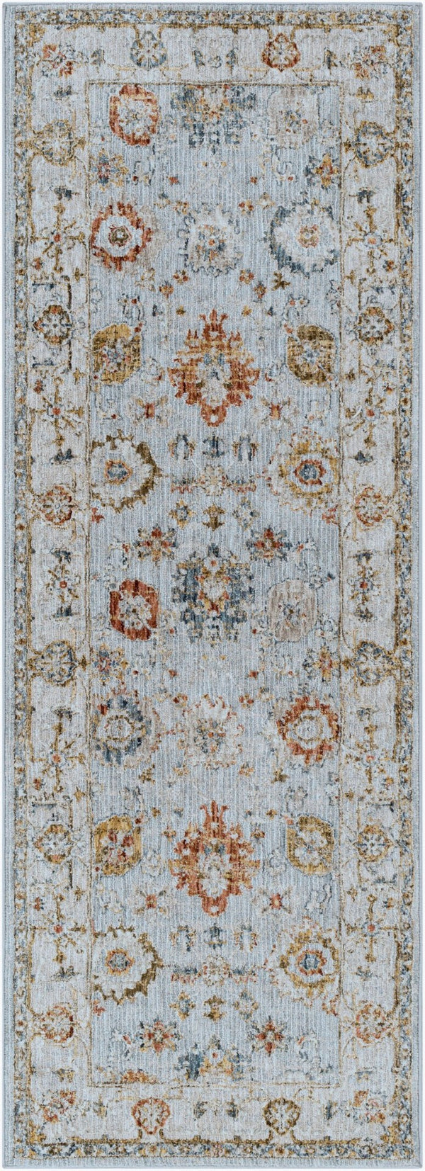 Livabliss Reina Traditional Polyester Area Rug with High Low Pile and Fringe for Formal Living Rooms Light Gray, Cre 2'7" x 7'3" REN2306-2773
