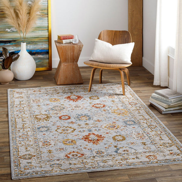 Livabliss Reina Traditional Polyester Area Rug with High Low Pile and Fringe for Formal Living Rooms Light Gray, Cre 2'7" x 3'11" REN2306-274