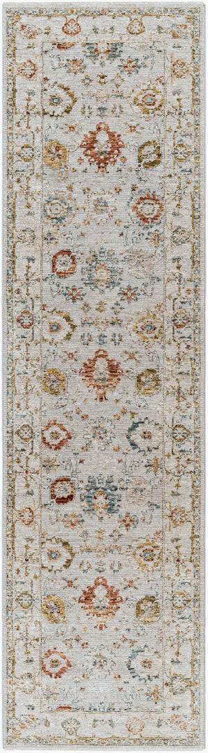 Livabliss Reina Traditional Polyester Area Rug with High Low Pile and Fringe for Formal Dining Light Gray, Cre 2'7" x 10' REN2307-2710