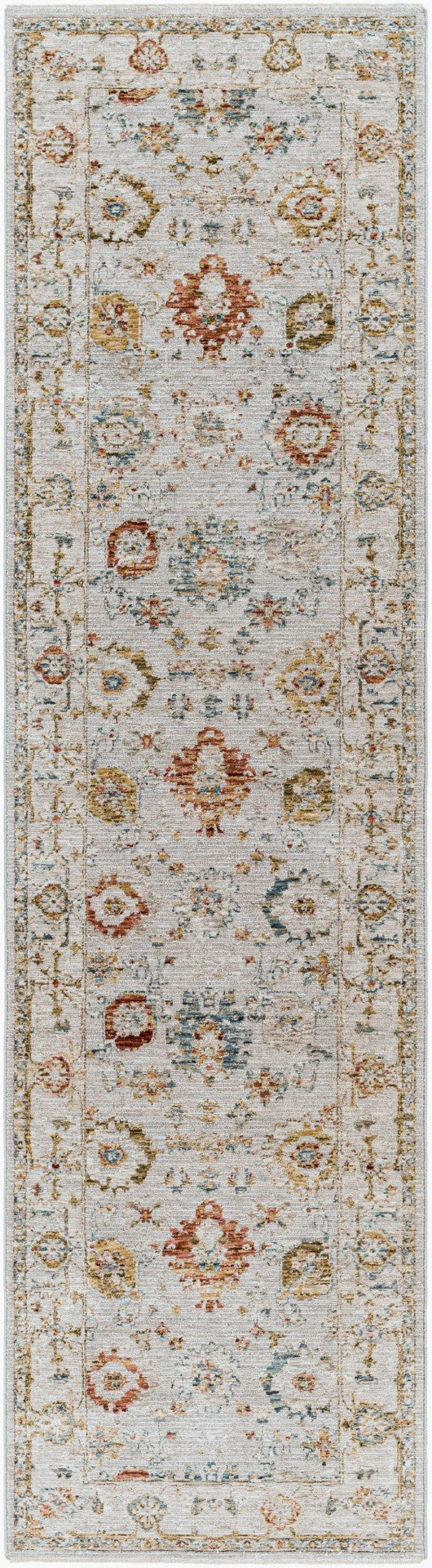 Livabliss Reina Traditional Polyester Area Rug with High Low Pile and Fringe for Formal Dining Light Gray, Cre 2'7" x 10' REN2307-2710