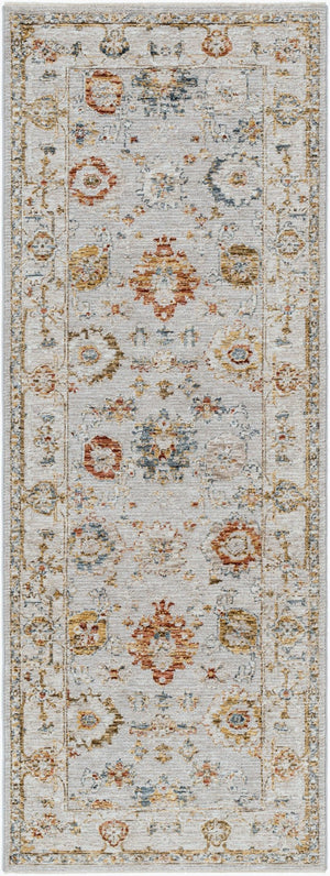 Livabliss Reina Traditional Polyester Area Rug with High Low Pile and Fringe for Formal Dining Light Gray, Cre 2'7" x 7'3" REN2307-2773
