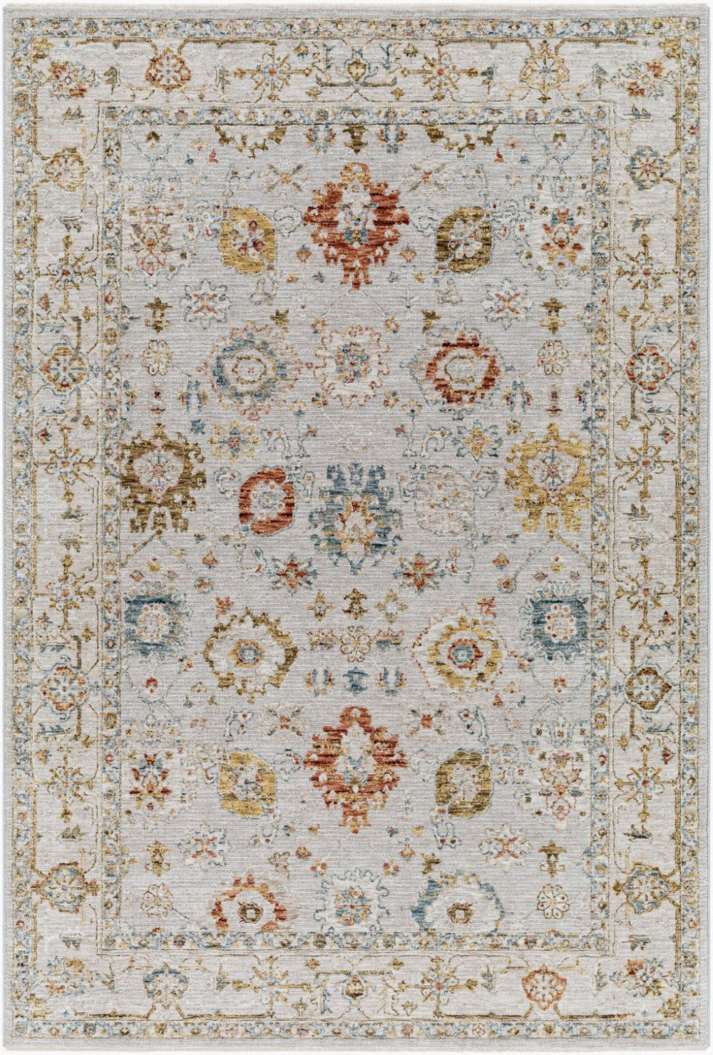 Livabliss Reina Traditional Polyester Area Rug with High Low Pile and Fringe for Formal Dining Light Gray, Cre 10' x 13'11" REN2307-1014