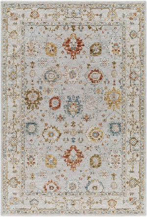Livabliss Reina Traditional Polyester Area Rug with High Low Pile and Fringe for Formal Dining Light Gray, Cre 10' x 13'11" REN2307-1014