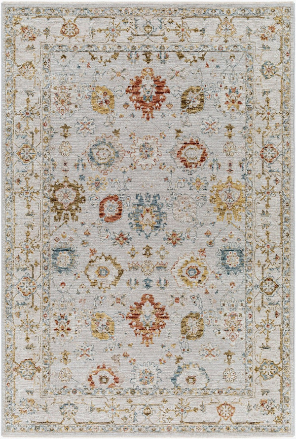 Livabliss Reina Traditional Polyester Area Rug with High Low Pile and Fringe for Formal Dining Light Gray, Cre 10' x 13'11" REN2307-1014