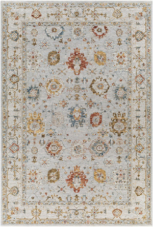Livabliss Reina Traditional Polyester Area Rug with High Low Pile and Fringe for Formal Dining Light Gray, Cre 6'7" x 9'6" REN2307-6796