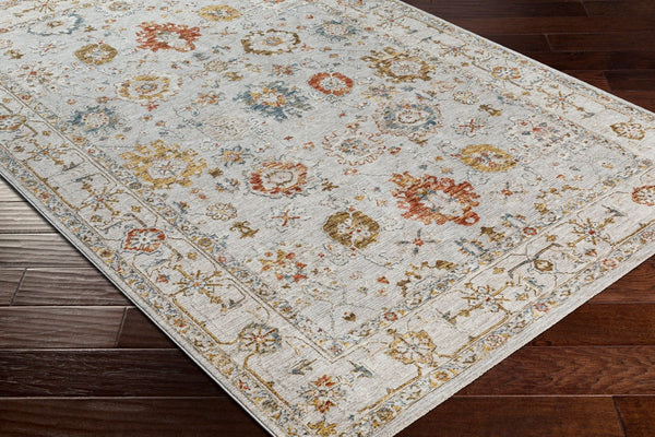 Livabliss Reina Traditional Polyester Area Rug with High Low Pile and Fringe for Formal Dining Light Gray, Cre 10' x 13'11" REN2307-1014