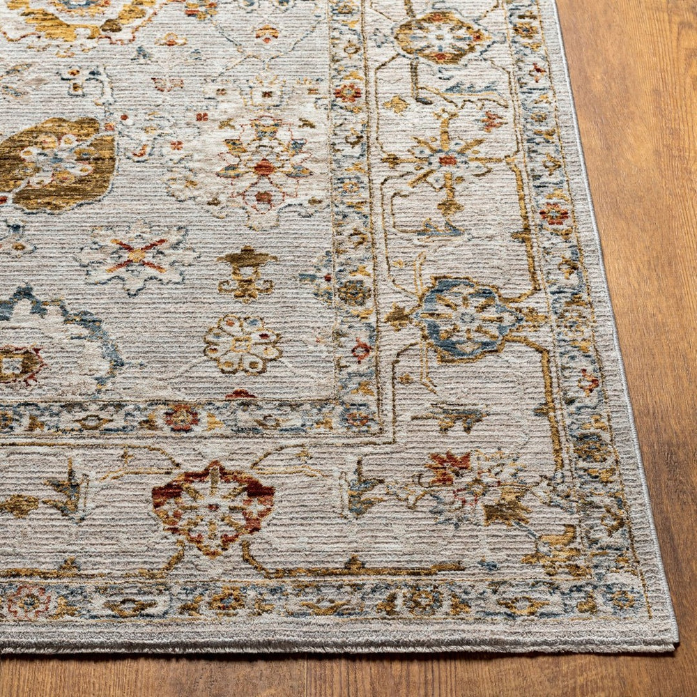 Livabliss Reina Traditional Polyester Area Rug with High Low Pile and Fringe for Formal Dining Light Gray, Cre 10' x 13'11" REN2307-1014