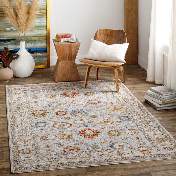 Livabliss Reina Traditional Polyester Area Rug with High Low Pile and Fringe for Formal Dining Light Gray, Cre 10' x 13'11" REN2307-1014