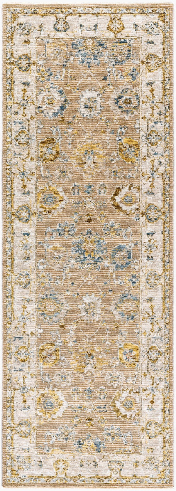 Livabliss Reina Traditional Fringe Area Rug Machine Woven Polyester for Large Living Spaces Tan, Light Brow 2'7" x 7'3" REN2308-2773