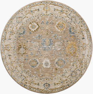 Livabliss Reina Traditional Fringe Area Rug Machine Woven Polyester for Large Living Spaces Tan, Light Brow 5'3" x 5'3" REN2308-53RD