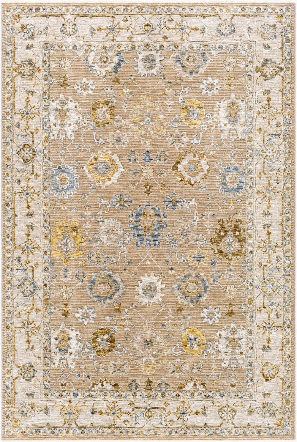 Livabliss Reina Traditional Fringe Area Rug Machine Woven Polyester for Large Living Spaces Tan, Light Brow 9' x 12'2" REN2308-9122