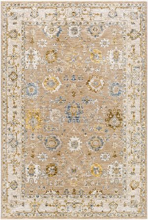 Livabliss Reina Traditional Fringe Area Rug Machine Woven Polyester for Large Living Spaces Tan, Light Brow 9' x 12'2" REN2308-9122