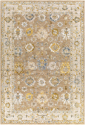 Livabliss Reina Traditional Fringe Area Rug Machine Woven Polyester for Large Living Spaces Tan, Light Brow 6'7" x 9'6" REN2308-6796