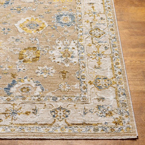 Livabliss Reina Traditional Fringe Area Rug Machine Woven Polyester for Large Living Spaces Tan, Light Brow 5'3" x 5'3" REN2308-53RD