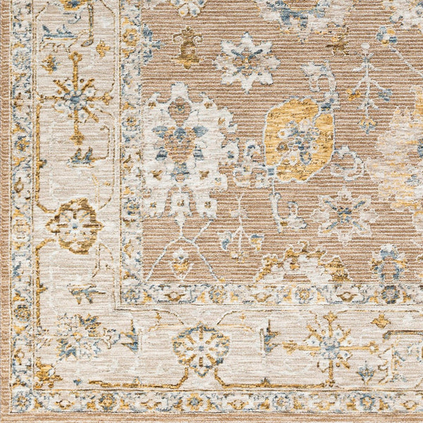 Livabliss Reina Traditional Fringe Area Rug Machine Woven Polyester for Large Living Spaces Tan, Light Brow 5'3" x 5'3" REN2308-53RD