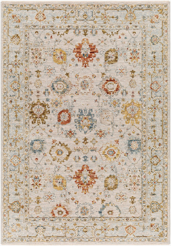 Livabliss Reina Traditional Fringe Area Rug Ornate Polyester Weave for Living Room Dining Light Gray, Cre 10' x 13'11" REN2309-1014
