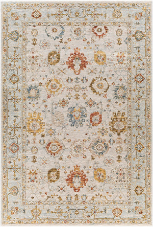 Livabliss Reina Traditional Fringe Area Rug Ornate Polyester Weave for Living Room Dining Light Gray, Cre 6'7" x 9'6" REN2309-6796