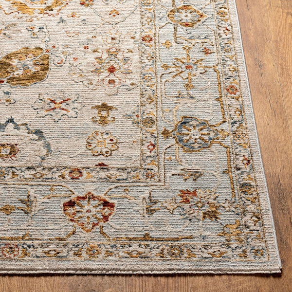 Livabliss Reina Traditional Fringe Area Rug Ornate Polyester Weave for Living Room Dining Light Gray, Cre 2'7" x 7'3" REN2309-2773