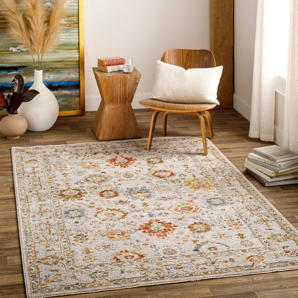 Livabliss Reina Traditional Fringe Area Rug Ornate Polyester Weave for Living Room Dining Light Gray, Cre 10' x 13'11" REN2309-1014