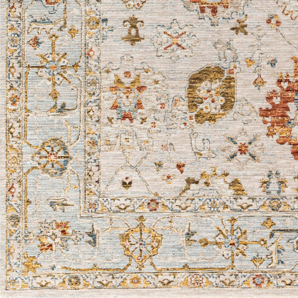 Livabliss Reina Traditional Fringe Area Rug Ornate Polyester Weave for Living Room Dining Light Gray, Cre 2'7" x 7'3" REN2309-2773
