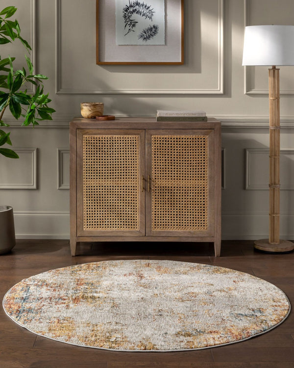 Livabliss Reina Machine Woven Polyester Area Rug with Fringe Detail for Living and Dining Rooms Light Gray, Cre 5'3" x 5'3" REN2311-53RD