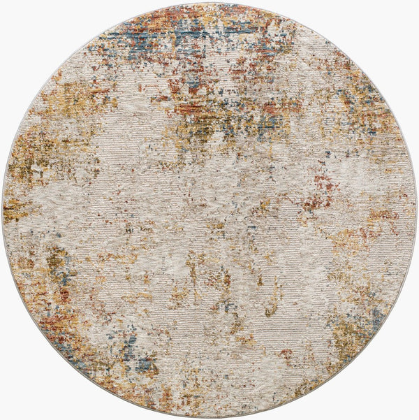 Livabliss Reina Machine Woven Polyester Area Rug with Fringe Detail for Living and Dining Rooms Light Gray, Cre 5'3" x 5'3" REN2311-53RD