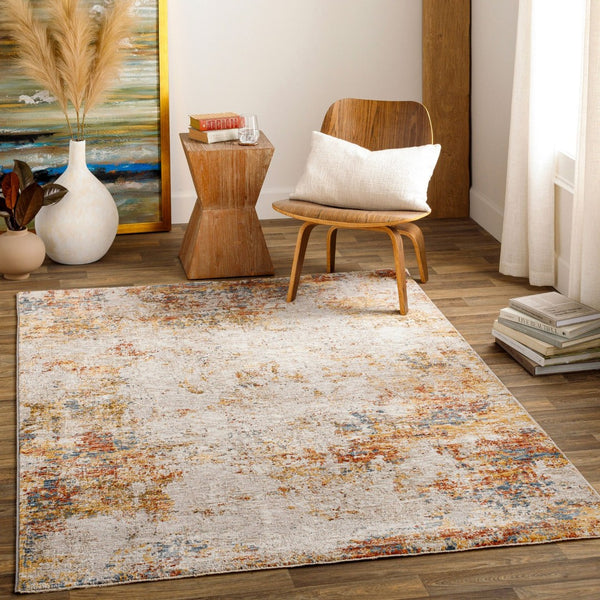 Livabliss Reina Machine Woven Polyester Area Rug with Fringe Detail for Living and Dining Rooms Light Gray, Cre 7'10" x 10'2" REN2311-710103