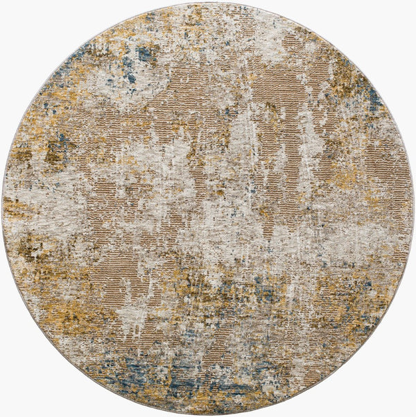 Livabliss Reina Geometric Polyester Area Rug with Fringe Turkish Woven Modern Living Room Anchor Cream, Light Gr 7'10" x 7'10" REN2312-710RD