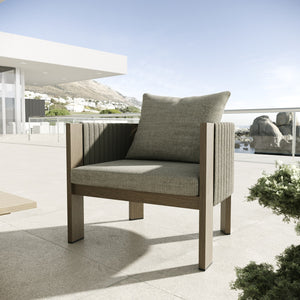 Vig Furniture Renava Stylish Outdoor Chair - Beige Fabric With Elegant Grey Rope Design For Ultimate Comfort Grey  Vgvk-wt275-1u-bge