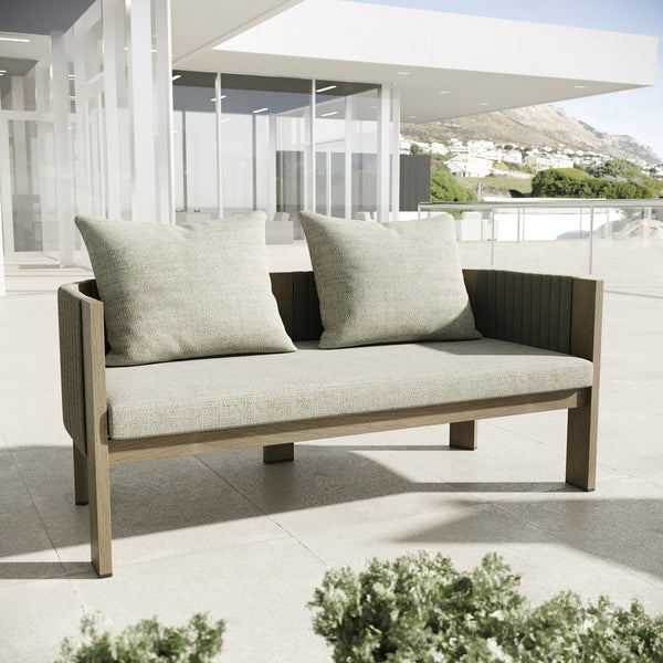 Vig Furniture Renava Stylish Outdoor Beige Fabric Loveseat With Grey Rope - Perfect For Your Patio Retreat! Grey  Vgvk-wt275-2u-bge