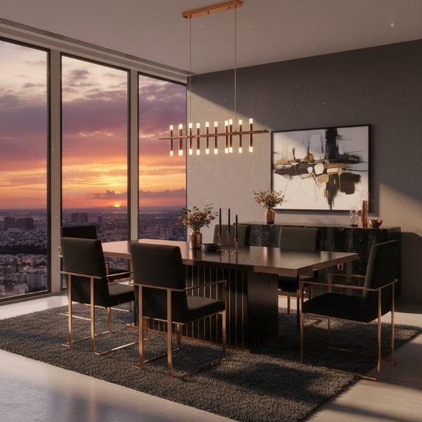 VIG Furniture Talin High-Gloss Black Crocodile Textured Dining Table With Rose Gold Accents Seats 8 Elegantly VGUNCC842-240