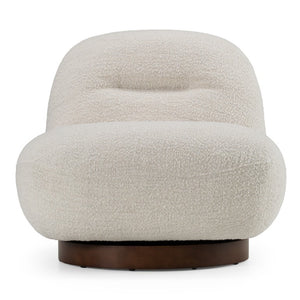 VIG Furniture Renee Textural Ivory Swivel Chair — Low-Slung Modern Accent Seat With Smooth 360° Movement & Comfort VGKK-KFA1157-C-CH