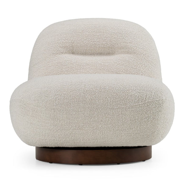 VIG Furniture Renee Textural Ivory Swivel Chair — Low-Slung Modern Accent Seat With Smooth 360° Movement & Comfort VGKK-KFA1157-C-CH