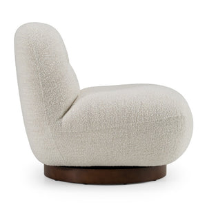 VIG Furniture Renee Textural Ivory Swivel Chair — Low-Slung Modern Accent Seat With Smooth 360° Movement & Comfort VGKK-KFA1157-C-CH