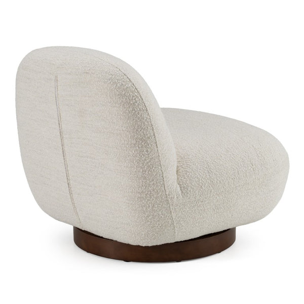 VIG Furniture Renee Textural Ivory Swivel Chair — Low-Slung Modern Accent Seat With Smooth 360° Movement & Comfort VGKK-KFA1157-C-CH