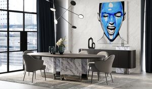 VIG Furniture Modrest Renfew - Modern Black Oak + Faux Marble Oval Dining Table VGVCT2203-DT