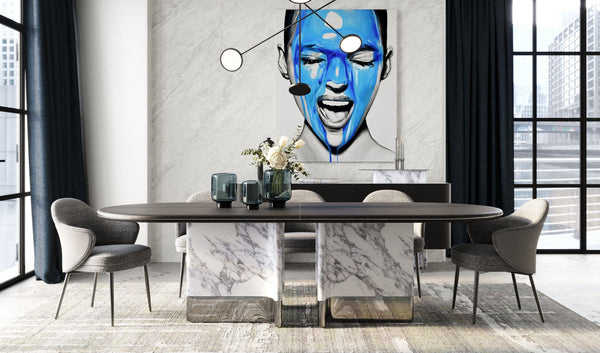 VIG Furniture Modrest Renfew - Modern Black Oak + Faux Marble Oval Dining Table VGVCT2203-DT