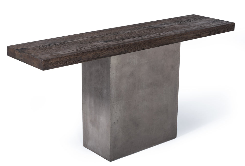 Vig Furniture Modrest Renzo Modern Oak & Concrete Console Table - Stylish Foyer Centerpiece With Stain Resistance Grey  Vggr649277
