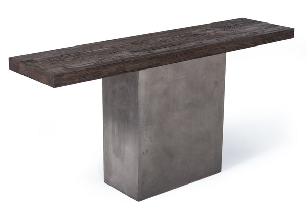 Vig Furniture Modrest Renzo Modern Oak & Concrete Console Table - Stylish Foyer Centerpiece With Stain Resistance Grey  Vggr649277