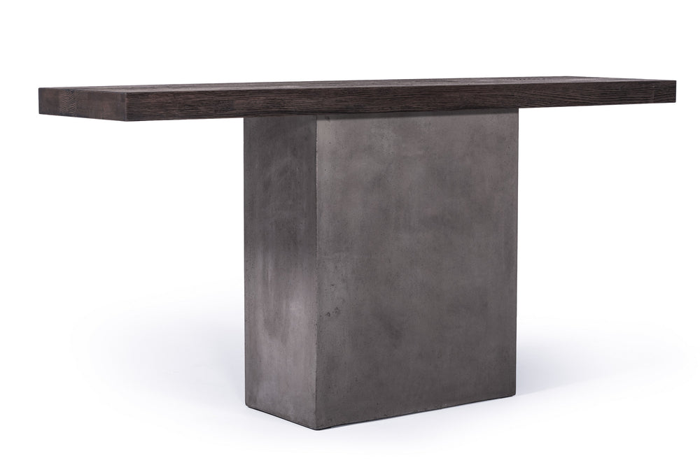 Vig Furniture Modrest Renzo Modern Oak & Concrete Console Table - Stylish Foyer Centerpiece With Stain Resistance Grey  Vggr649277