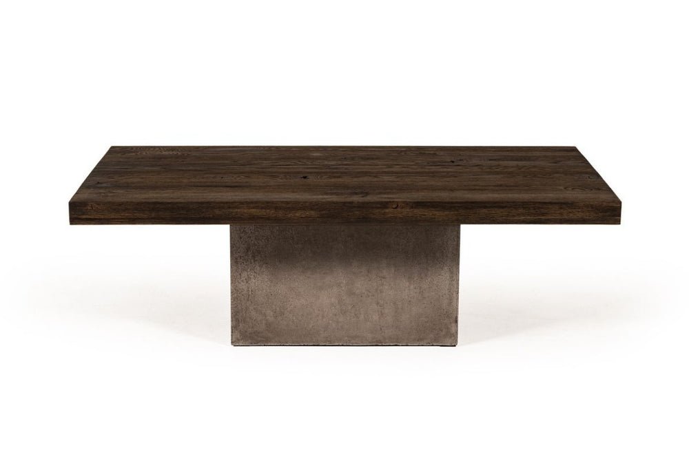 VIG Furniture Renzo Solid Oak 2" Thick Top Coffee Table With Fiber-Reinforced Concrete Base, 53"W X 30"D X 18"H Durable Style VGGR649245