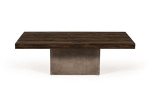 VIG Furniture Renzo Solid Oak 2" Thick Top Coffee Table With Fiber-Reinforced Concrete Base, 53"W X 30"D X 18"H Durable Style VGGR649245